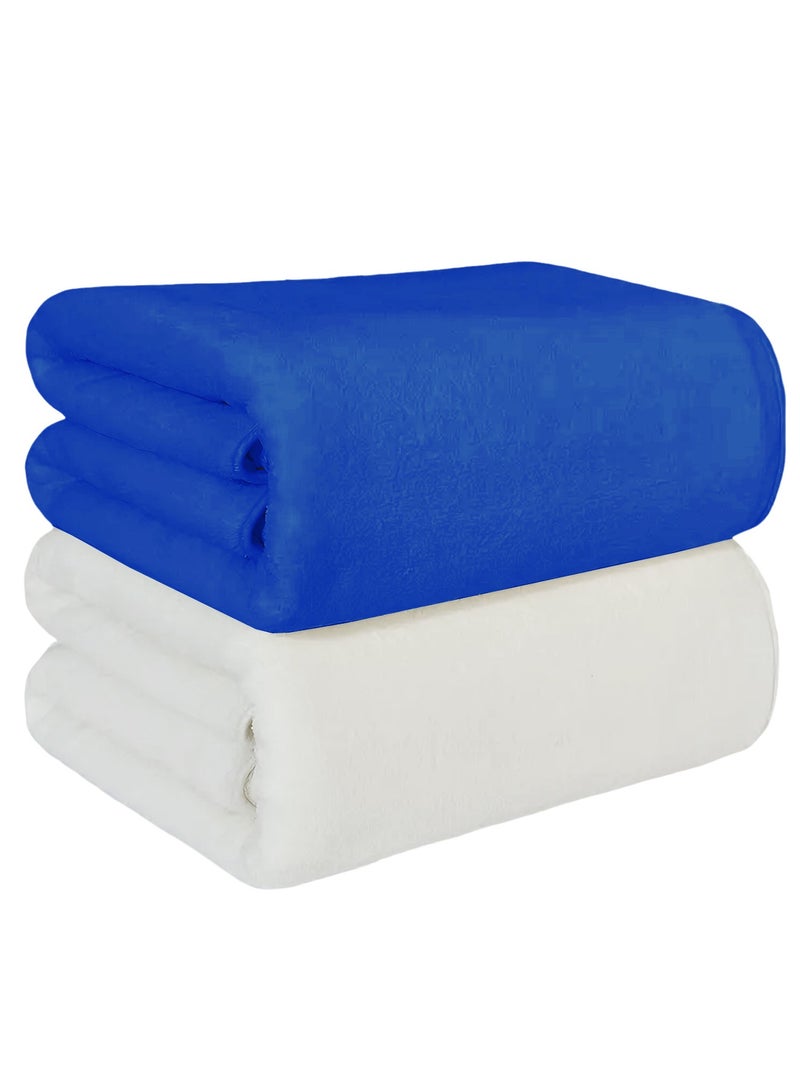 فابينني منشفة شاطئ كبيرة الحجم من قطعتين، 100×200 سم، مصنوعة من الألياف الدقيقة، منشفة حمام كبيرة جدًا، منشفة حمام سباحة، منشفة يوجا، منشفة سبا، ناعمة وعالية الامتصاص وسريعة الجفاف، أزرق/أبيض - Image 1