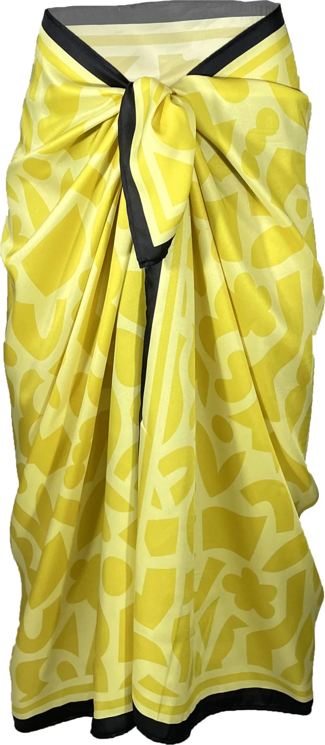 بولدر Lana-Yellow Patterned Pareo See-through Shiny FABRIC-95CM*145CM