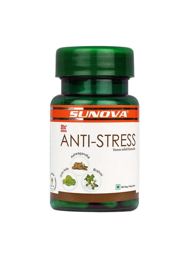 sunova Anti-Stress Capsules - Herbal Stress Relief Formula, Ashwagandha Extract For Relieving Stress, Calming Anxiety - 60 Veg. Capsules - Image 2