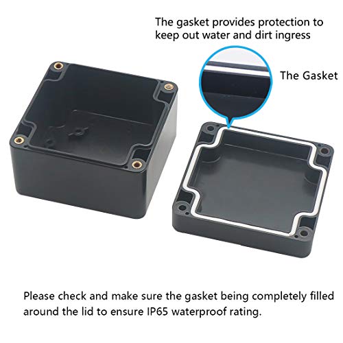 Zulkit Junction Box, Zulkit Project Box IP65 Waterproof Outdoor Box ABS Plastic Electrical Boxes Electronic Enclosure Black 3.27 x 3.19 x 2.20 inch (83 x 81 x 56mm)(Pack of 1) - Image 4