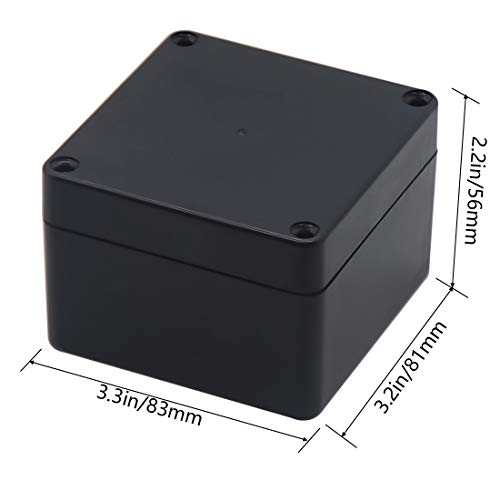 Zulkit Junction Box, Zulkit Project Box IP65 Waterproof Outdoor Box ABS Plastic Electrical Boxes Electronic Enclosure Black 3.27 x 3.19 x 2.20 inch (83 x 81 x 56mm)(Pack of 1) - Image 2