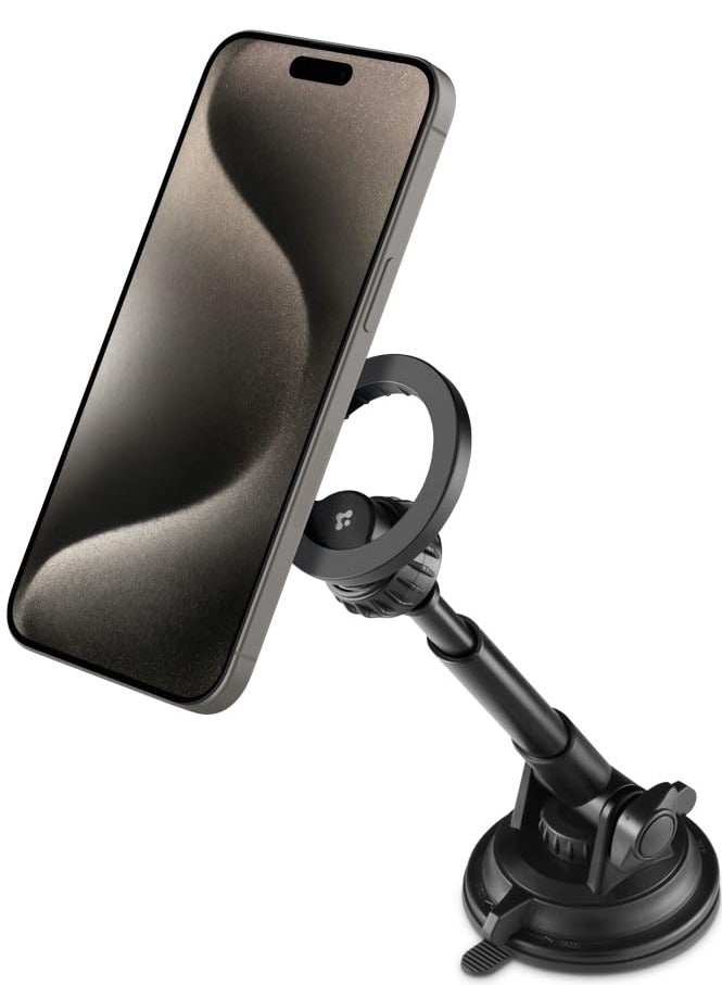 Spigen MFT35 Magnetic Car Mount for Dashboard & Windshield, Strong Magsafe Holder Compatible with iPhone 17/16/15 Pro Max, Galaxy S25 Ultra, Pixel 10 Pro XL / Pro - Black - Image 1