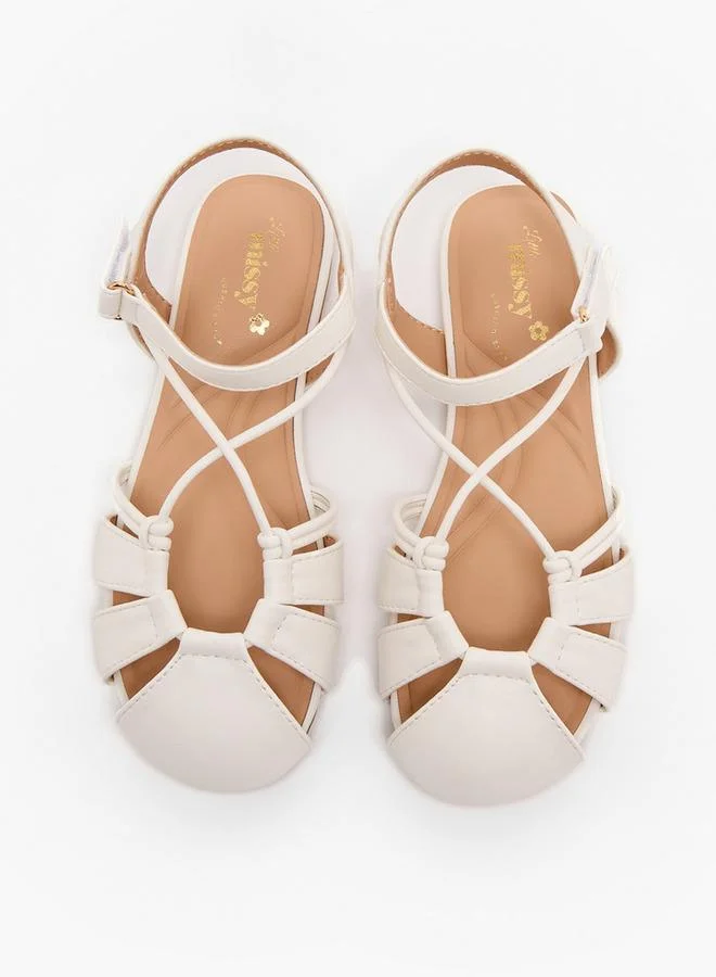 ليتل ميسي Girls Strappy Hook & Loop Sandals