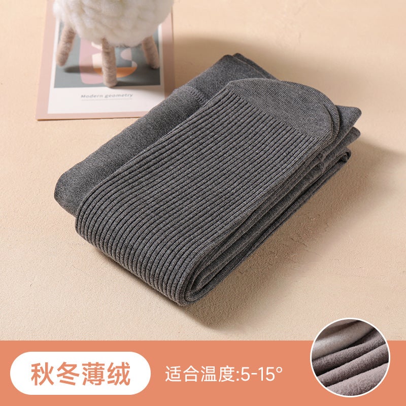 Children'S Leggings Thin Striped Thin Velvet Medium Thick Step-On Baby Older Children Brushed Thickened Girls' Pantyhose - Image 1