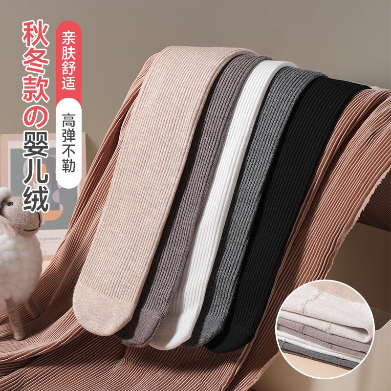 Children'S Leggings Thin Striped Thin Velvet Medium Thick Step-On Baby Older Children Brushed Thickened Girls' Pantyhose - Image 3