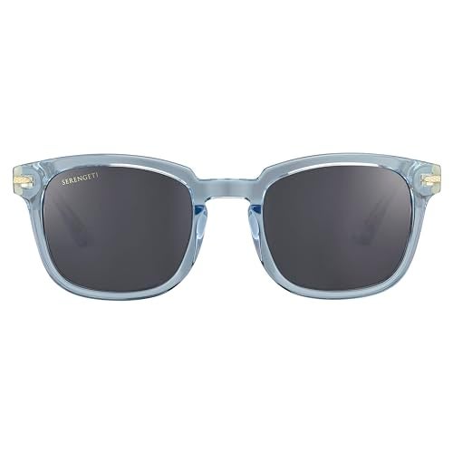 Serengeti Ethan Shiny Crystal Blue Mineral Polarized Smoke Cat 2 to 3 Medium Sunglasses Unisex Adult - Image 1