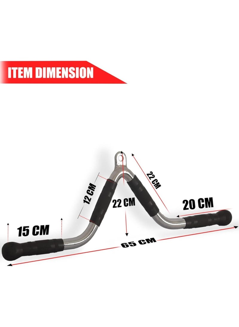 Sky Land Multi Exercise Bar Cable attachment | Curl Pulldown Bar | Tricep Press Down Bar | Gym Accessories Attachments With Rubber Grip | V Shape Handle Bar  - Image 2