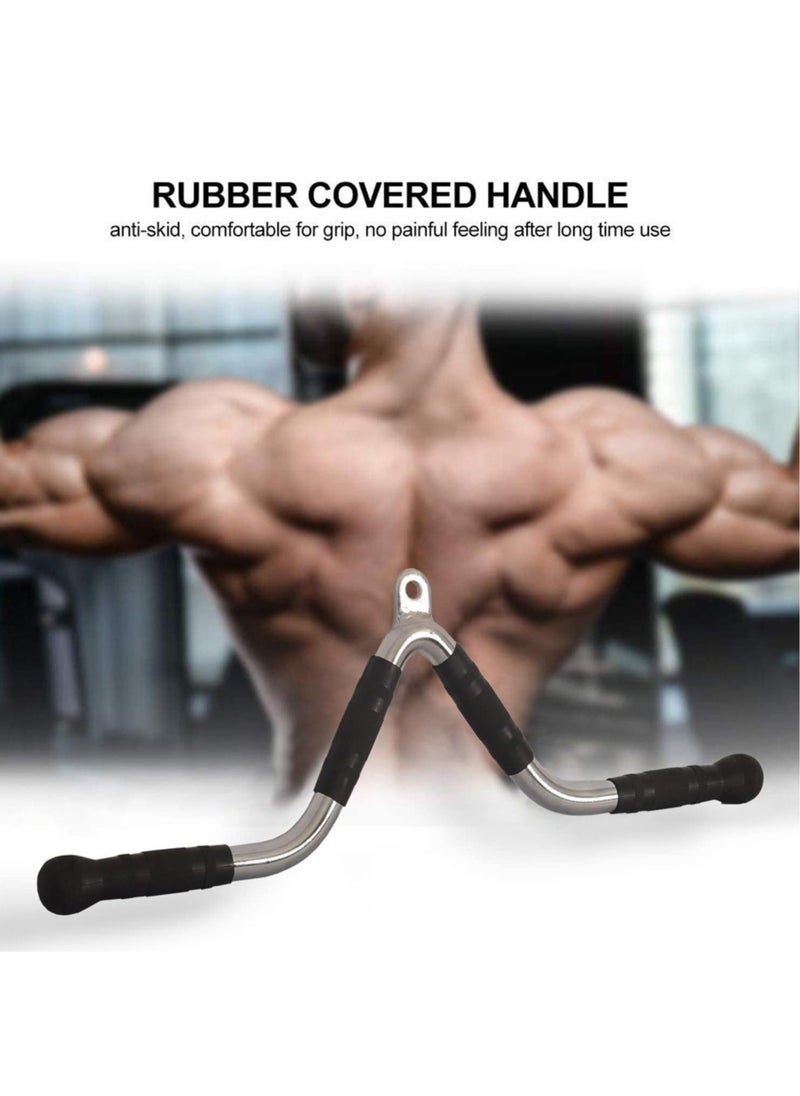 Sky Land Multi Exercise Bar Cable attachment | Curl Pulldown Bar | Tricep Press Down Bar | Gym Accessories Attachments With Rubber Grip | V Shape Handle Bar  - Image 4