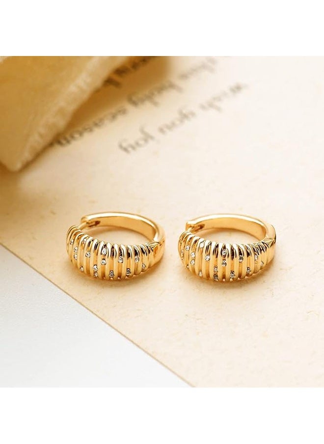 Mevecco - Women Huggie Earrings Gold Hoop Sleeper 14K Gold Filled Small Simple Handmade Hypoallergenic Everyday Jewelry - Image 1