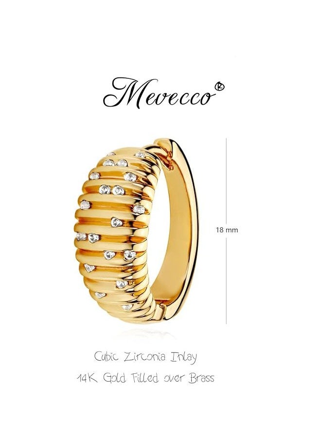 Mevecco - Women Huggie Earrings Gold Hoop Sleeper 14K Gold Filled Small Simple Handmade Hypoallergenic Everyday Jewelry - Image 1