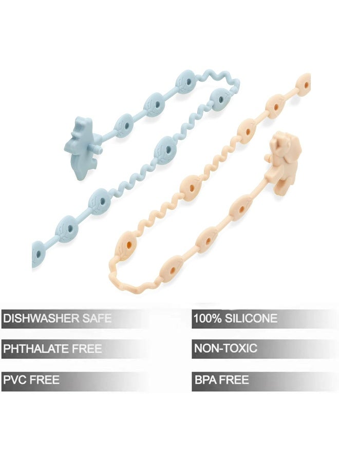 PandaEar Baby Toy Straps - 5 Pack Dinosaur Silicone Pacifier Teether Harness Straps - Image 4