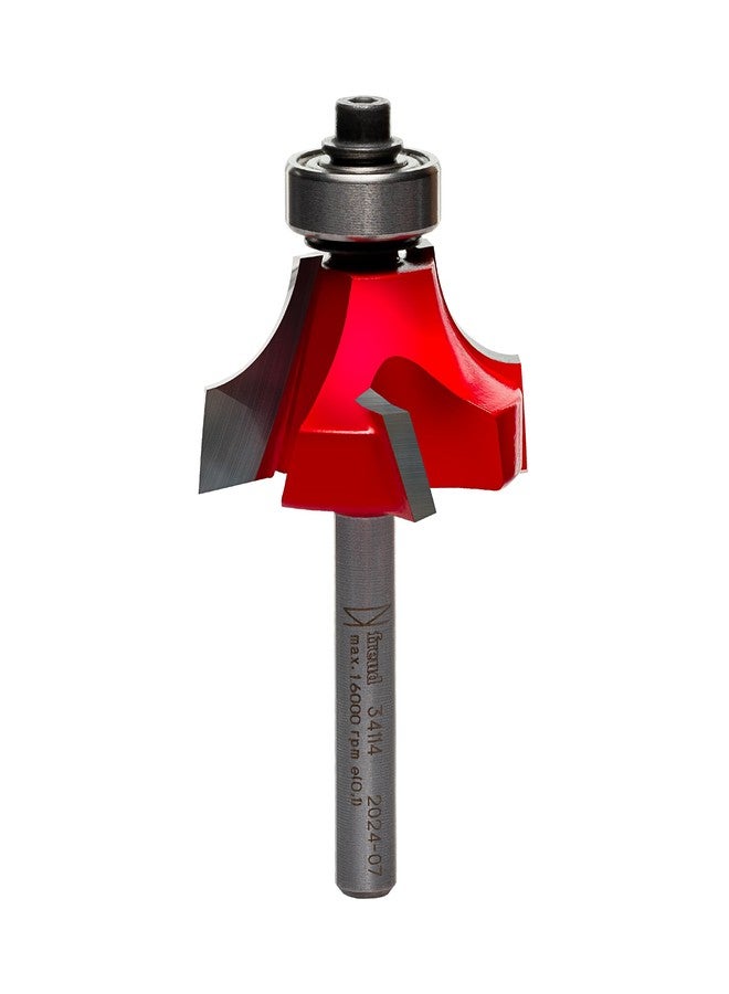 Freud Quadra-Cut Radius Rounding Over Bit with Perma-Shield Coating for Flawless Finish - 4 Cutters, 1/4" Shank Dia., 3/8" Radius, 2-3/16" Length - 34-114 - Image 1