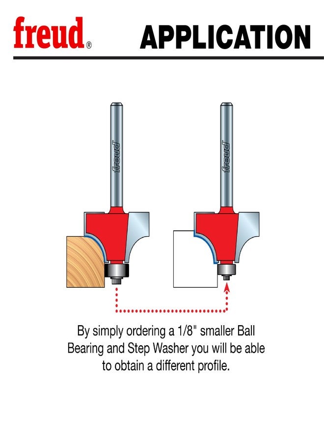 Freud Quadra-Cut Radius Rounding Over Bit with Perma-Shield Coating for Flawless Finish - 4 Cutters, 1/4" Shank Dia., 3/8" Radius, 2-3/16" Length - 34-114 - Image 5