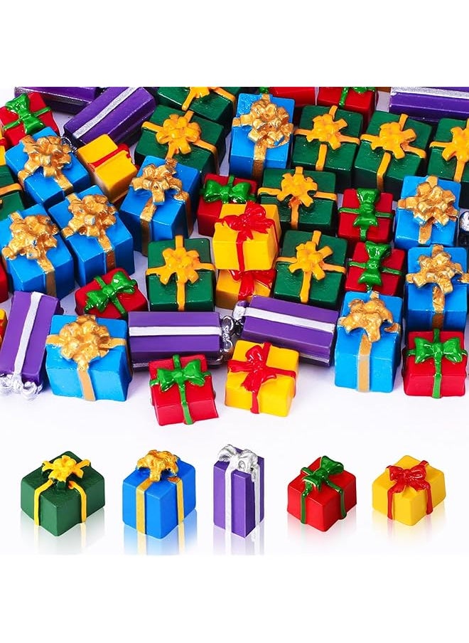 The Bros Miniature Gift Boxes Ornaments, 60 Pcs Tree Mini Resin Presents Charms Mini Ornaments Figurines for Tree Decor Vase Filler Xmas Crafts  - Image 1