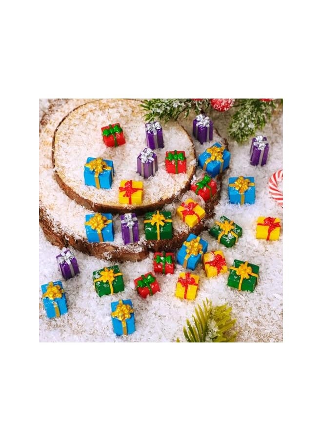 The Bros Miniature Gift Boxes Ornaments, 60 Pcs Tree Mini Resin Presents Charms Mini Ornaments Figurines for Tree Decor Vase Filler Xmas Crafts  - Image 5