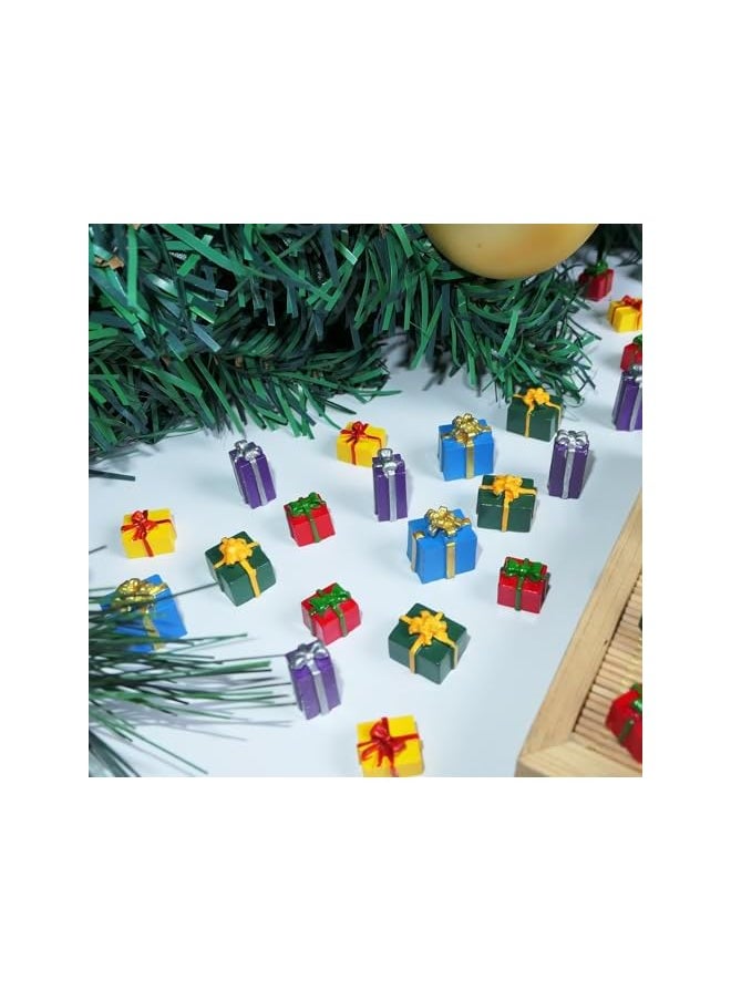 The Bros Miniature Gift Boxes Ornaments, 60 Pcs Tree Mini Resin Presents Charms Mini Ornaments Figurines for Tree Decor Vase Filler Xmas Crafts  - Image 3