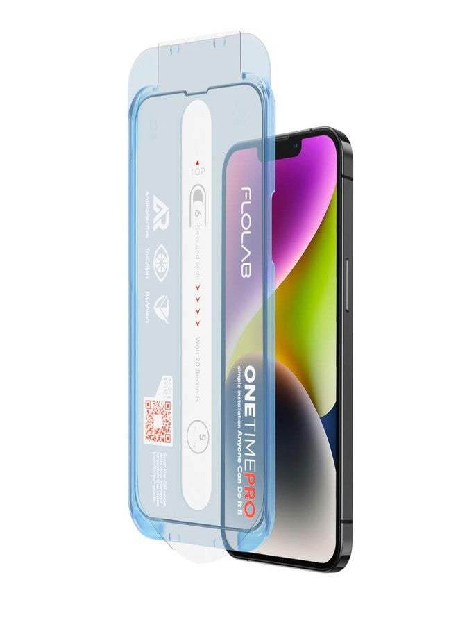 FLOLAB NanoArmour ONETIME PRO Anti Reflective iPhone 14/13 / 13 Pro Screen Protector Best iPhone Tempered Glass Protects Your Eyes - Durable, Smooth as Butter, Easy to Install, Dust Free - Image 1