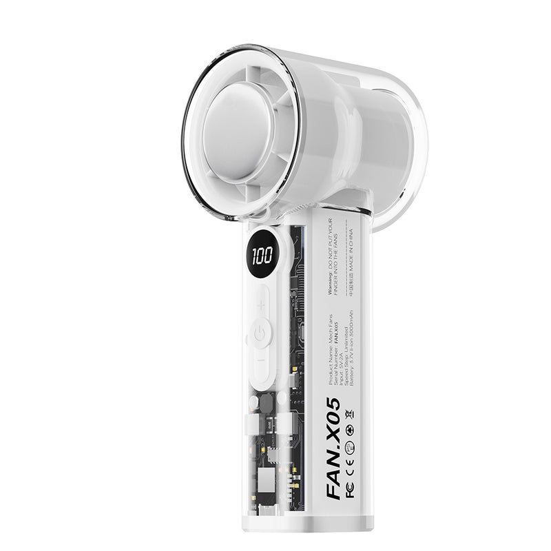 Torima Mini Rechargeable Fan – 100-Level Stepless Speed, Digital Display, Compact - Image 1