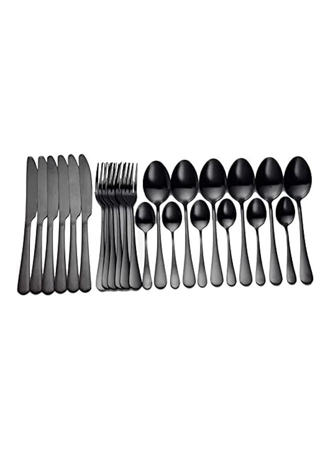 24-Piece Stainless Steel Cutlery Set Black