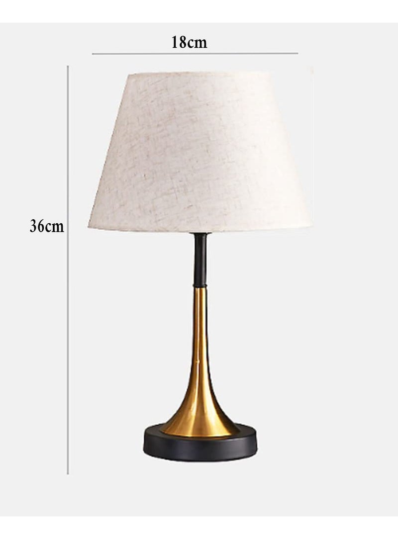 Najwa Table Lamp, Vintage E27 Bedroom Bedside Lamp with Plug and Switch, Linen Lampshade Table Lamps for Living Room Children's Room Office Hotel Night Light  - Image 4