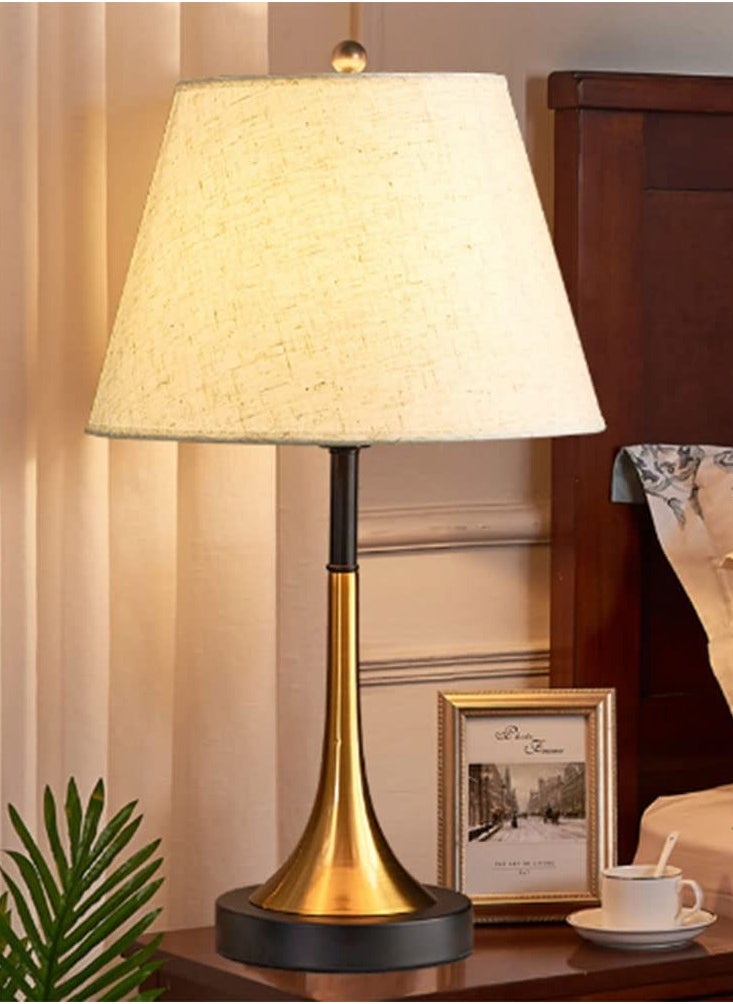 Najwa Table Lamp, Vintage E27 Bedroom Bedside Lamp with Plug and Switch, Linen Lampshade Table Lamps for Living Room Children's Room Office Hotel Night Light  - Image 5