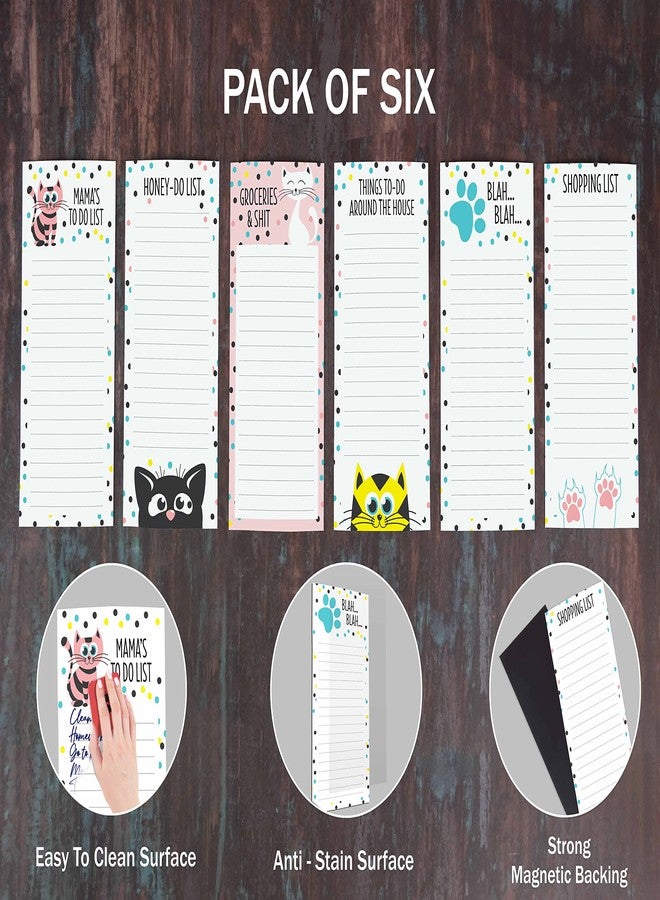 Inkdotpot Pack of 6 Funny Magnetic Dry Erase List For Fridge, Wipe Clean w/NoStain, Quick Notes Shopping & Grocery List Whiteboard for Fridge, 8.75" x 3.8"(Cat Theme) - Image 5
