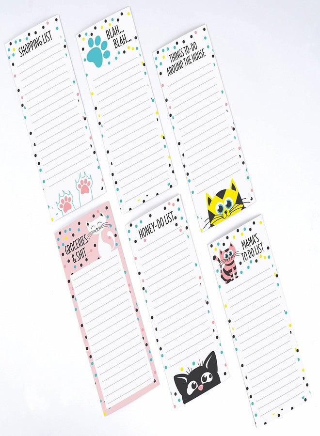 Inkdotpot Pack of 6 Funny Magnetic Dry Erase List For Fridge, Wipe Clean w/NoStain, Quick Notes Shopping & Grocery List Whiteboard for Fridge, 8.75" x 3.8"(Cat Theme) - Image 3