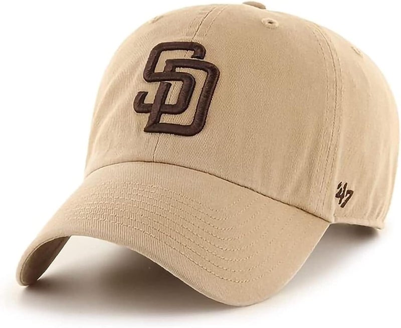 47 Brand MLB Khaki Primary Logo Clean Up Adjustable Strap Baseball Dad Hat Cap, Adult One Size Fits All - Image 1