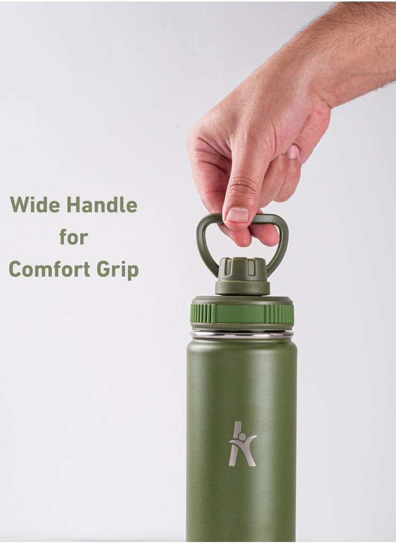KRYMSO KRYMSO, 750ml Stainless Steel Water Bottle, Double Wall Insulated Water Bottle, Leak Proof, BPA Free, Silicone Boot, Thermos Bottle, Cold Hot Bottle for Kids, School, Gym  - Image 2