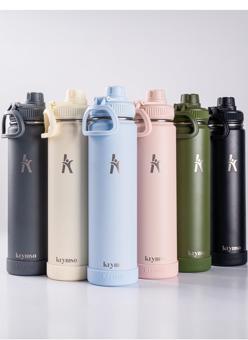KRYMSO KRYMSO, 750ml Stainless Steel Water Bottle, Double Wall Insulated Water Bottle, Leak Proof, BPA Free, Silicone Boot, Thermos Bottle, Cold Hot Bottle for Kids, School, Gym  - Image 5