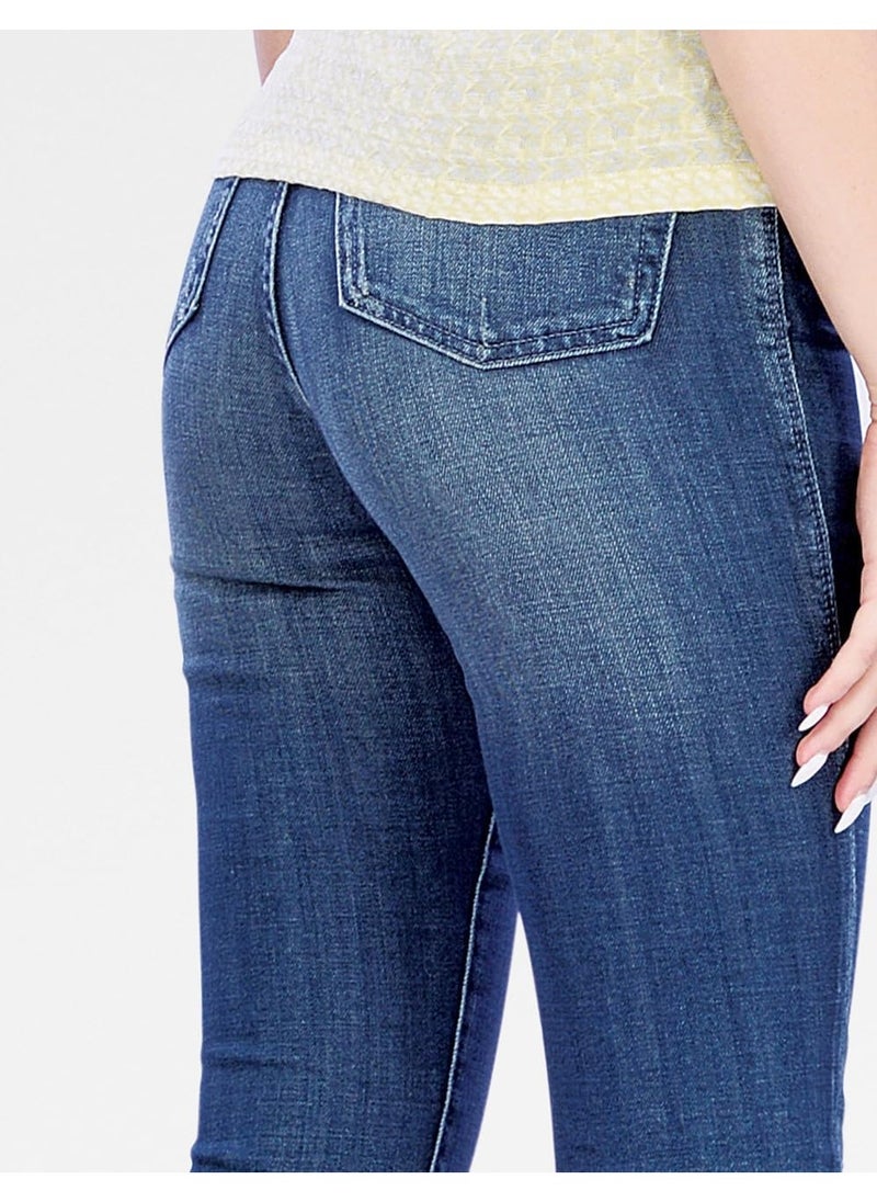 Web Denim - Web Denim Blue Highwaist Skinny Stretchable Straight Ripped Denim Flair Pant Fashionable Comfort Fit Casual Destructed Cotton Jeans With Pockets For Women - Image 1