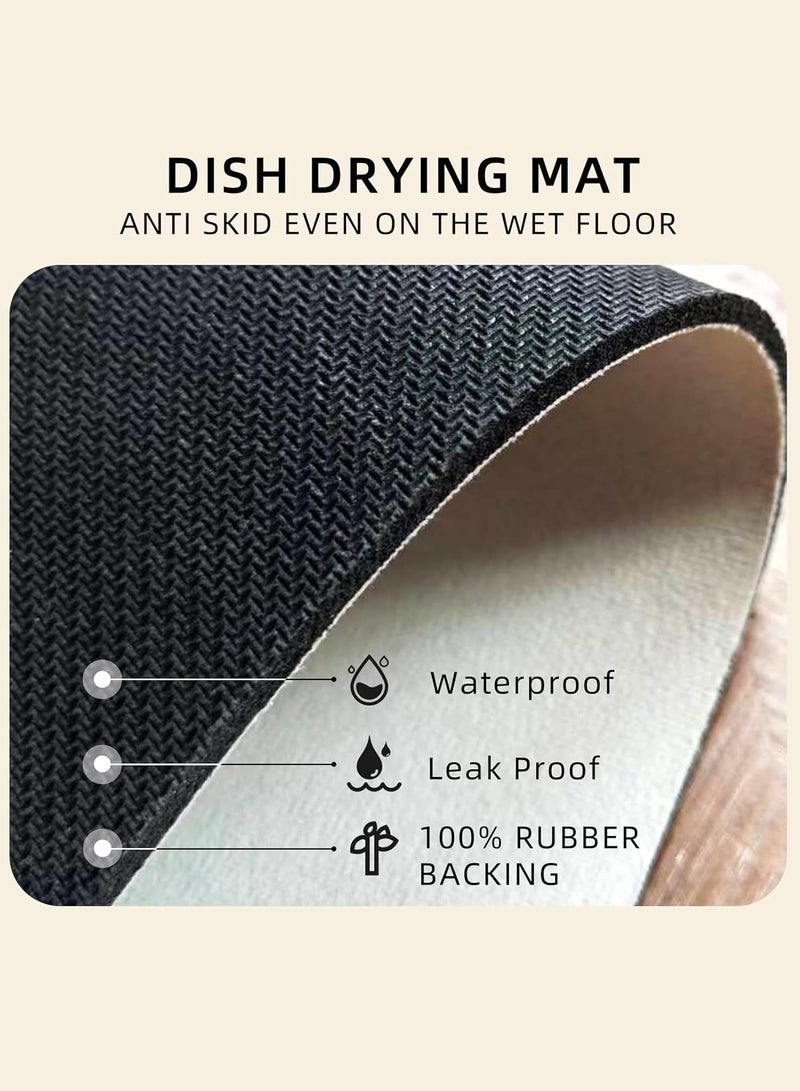 Dish Drying Mat Large, 47.2×15.7 Inch Rubber Kitchen Counter Mat, Non-Slip Waterproof Dish Drying Pad, Water Absorbent Spill Pad for Coffee Maker, Bar Mat, Pot Mat, Sink Countertop Protector, Easy Clean Kitchen Mat - Image 5