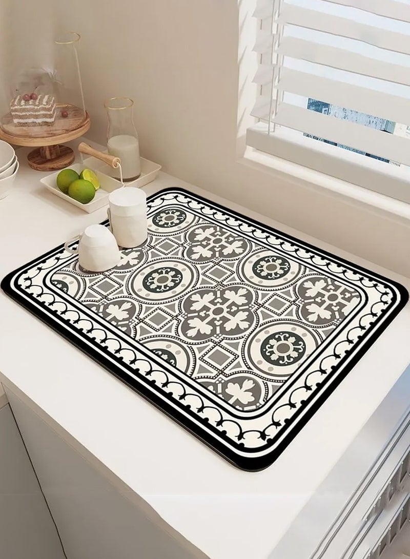 Dish Drying Mat Large, 47.2×15.7 Inch Rubber Kitchen Counter Mat, Non-Slip Waterproof Dish Drying Pad, Water Absorbent Spill Pad for Coffee Maker, Bar Mat, Pot Mat, Sink Countertop Protector, Easy Clean Kitchen Mat - Image 1