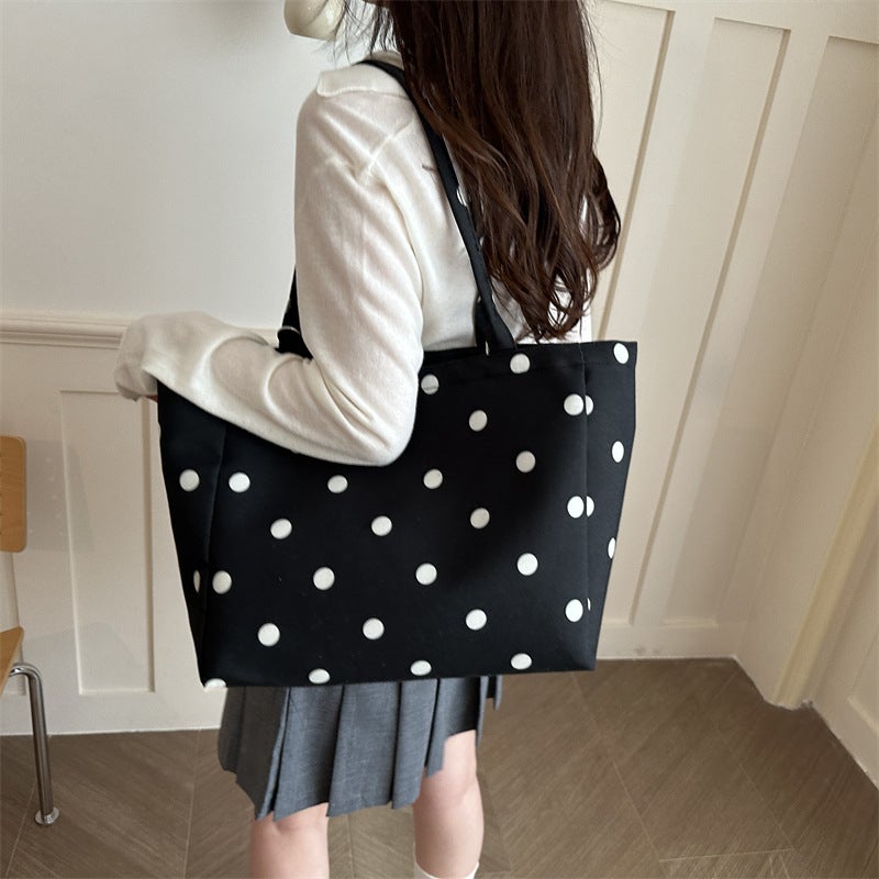 Summer Korean Style Polka Dot PU Shoulder Tote Bag - Image 3
