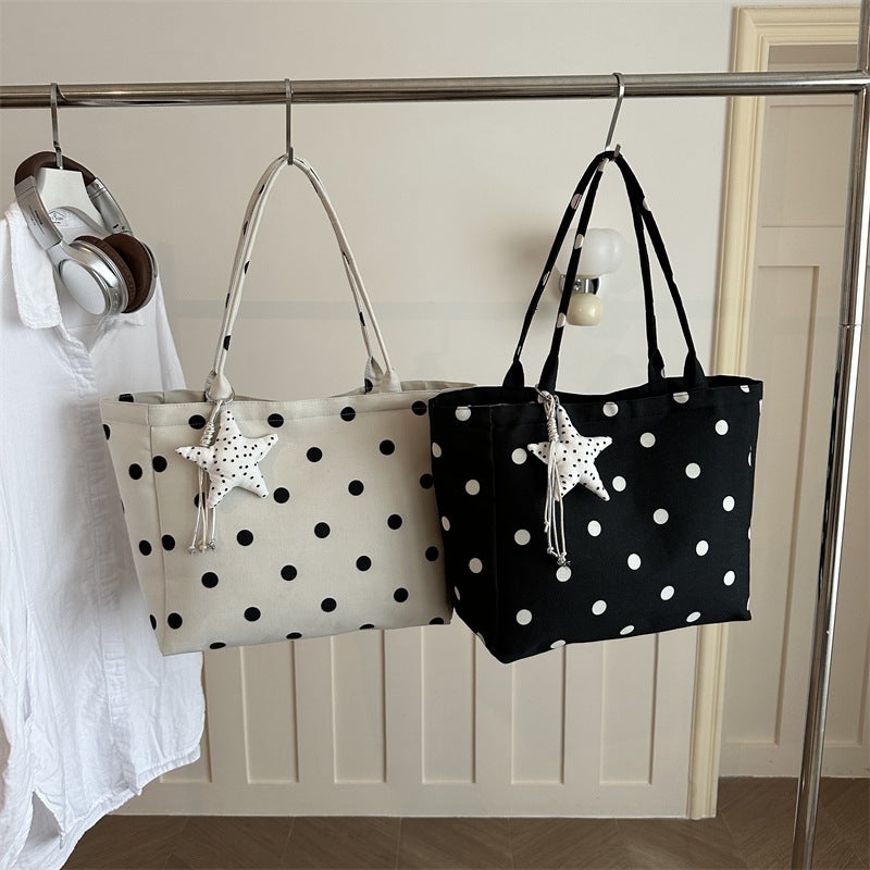 Summer Korean Style Polka Dot PU Shoulder Tote Bag - Image 1