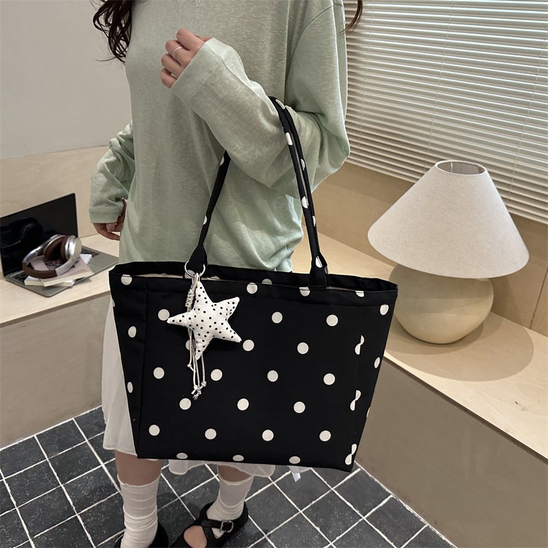 Summer Korean Style Polka Dot PU Shoulder Tote Bag - Image 4