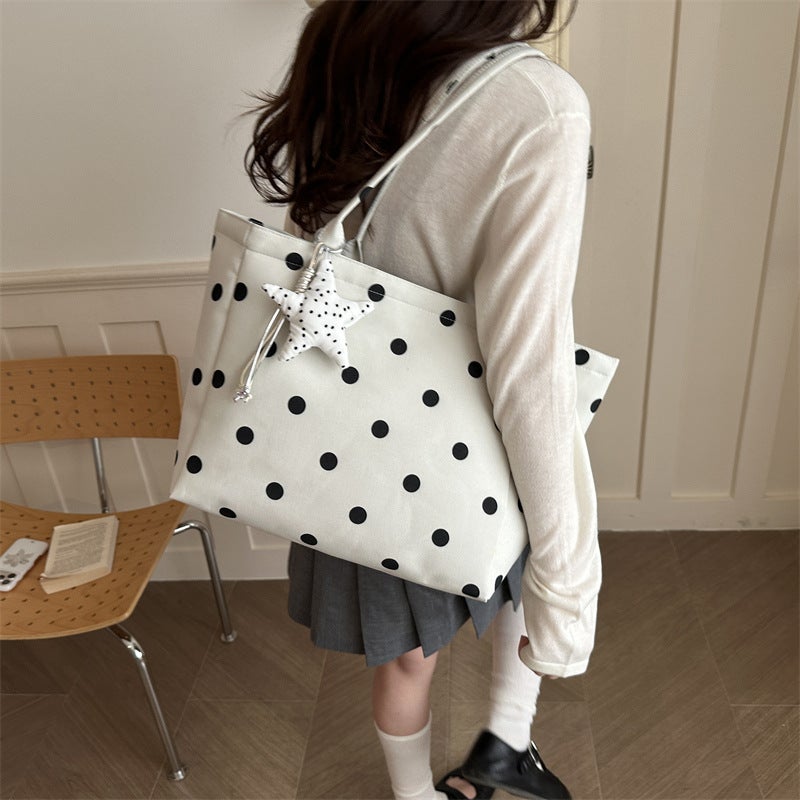Summer Korean Style Polka Dot PU Shoulder Tote Bag - Image 2