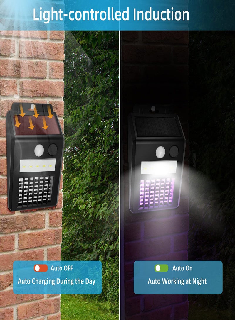SYOSI 2-in-1 Solar Bug Zapper Outdoor , 1 Pack Solar Powered Mosquito Zapper with UV Light, Electric Insect Killer Fly Trap with Motion Sensor LED Lights for Outdoor Use, Garden Waterproof Fly Trap  - Image 5