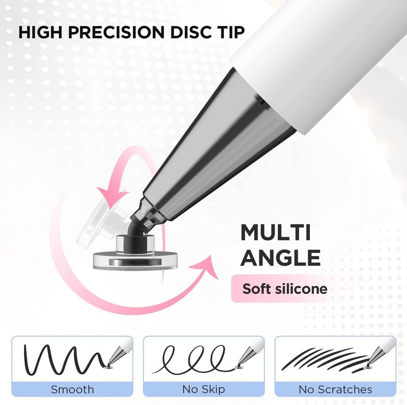 INEFABLE قلم ستايلس لوحي 2 في 1 لجميع أجهزة الشاشات اللمسية | طرف دقيق | قلم سعوي عالي الحساسية والدقة متوافق مع iOS و Android و Windows - عبوة من 1 (أبيض) - Image 3