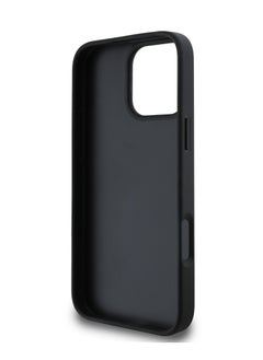 GUESS iPhone 16 Pro Max PU Case With Peony Hot Stamp and Metal Script Logo / Ultimate Protection / Durable Back Cover  - Black  - Image 5