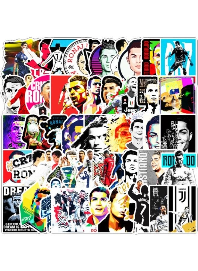 52 ملصقًا، ملصقات نجوم كرة القدم، ملصقات مقاومة للماء لأجهزة الكمبيوتر المحمولة، وألواح التزلج، وزجاجات المياه، وأجهزة الكمبيوتر، والهواتف المحمولة، والغيتارات، وملصقات للأطفال، والمراهقين، والبالغين - Image 1