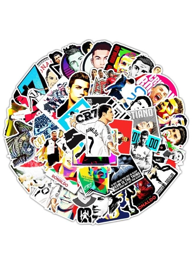 52 ملصقًا، ملصقات نجوم كرة القدم، ملصقات مقاومة للماء لأجهزة الكمبيوتر المحمولة، وألواح التزلج، وزجاجات المياه، وأجهزة الكمبيوتر، والهواتف المحمولة، والغيتارات، وملصقات للأطفال، والمراهقين، والبالغين - Image 2