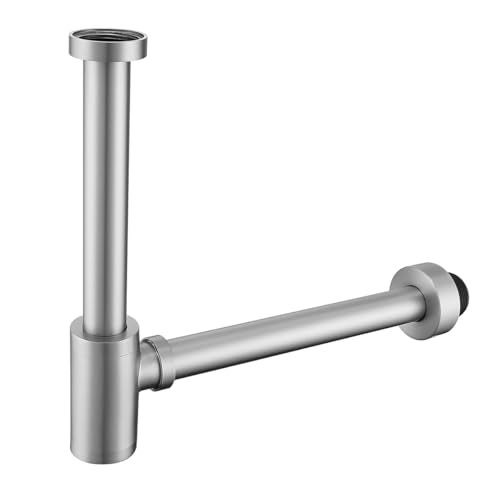 RANDOM Brass Round Bottle PTrap 1 14Raise and Lengthen Adjustable Basin Sink Waste Drain Trap KitBrushed NickelRD83888BNL - Image 1