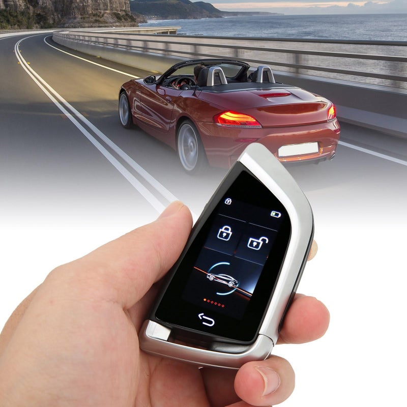 Black Remote Car Key Fob with LCD Screen Keyless Entry Auto Lock for One Click Start - Image 4