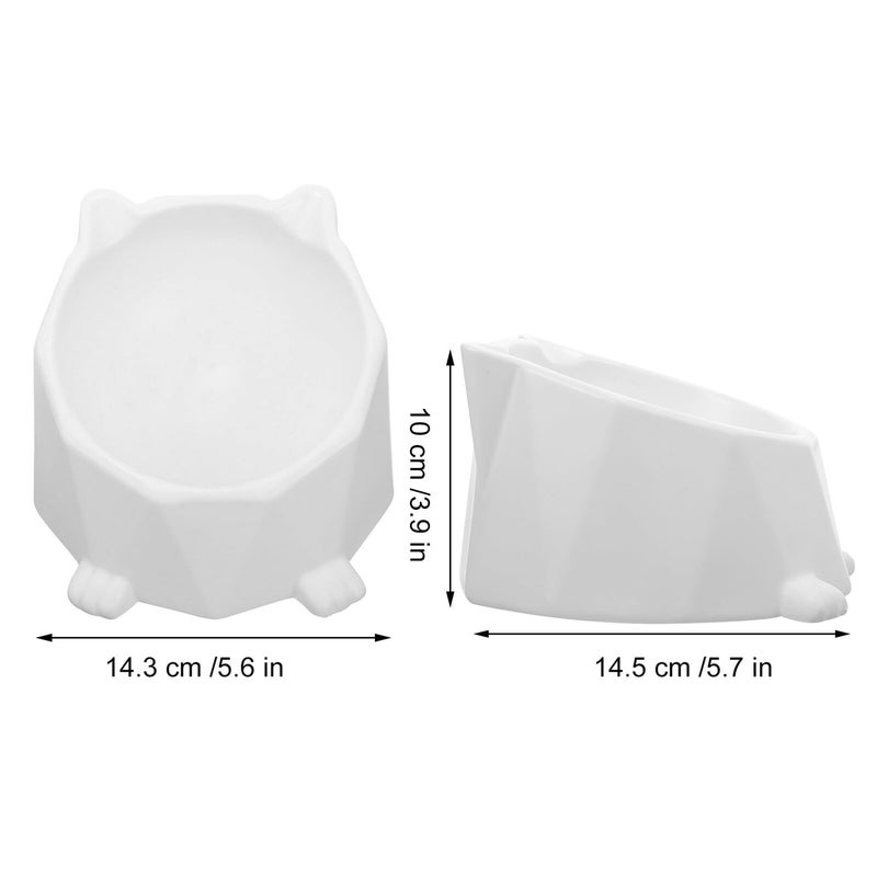 Elevated Ceramic Cat Bowl High Footed Feeder with Anti Spill Design for Indoor Cats White - Image 3