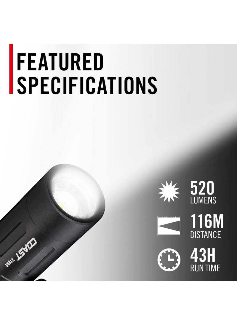 Coast Coast XT20R 520 Lumen Rechargeable LED Pocket Flashlight 4 Light Modes with 2Way Clip and Bite Caps Included  - Image 2