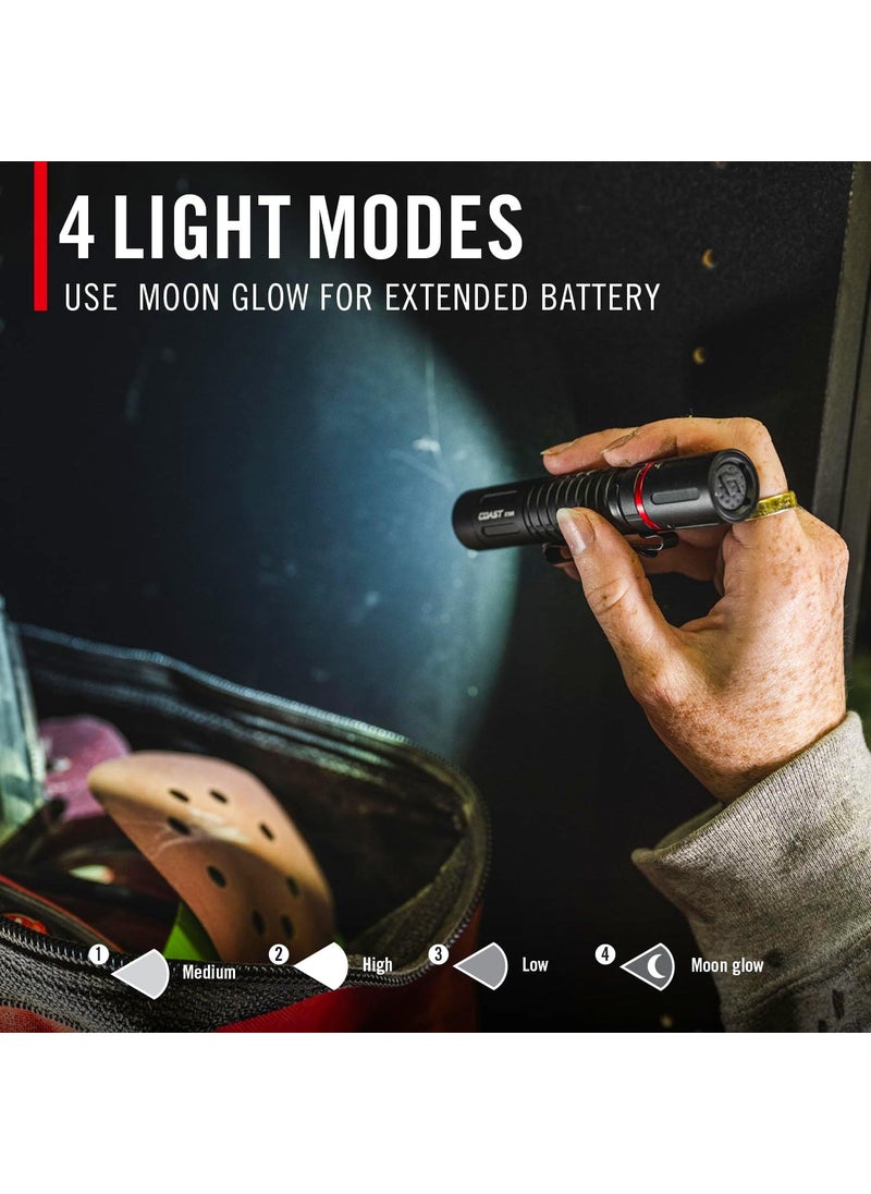 Coast Coast XT20R 520 Lumen Rechargeable LED Pocket Flashlight 4 Light Modes with 2Way Clip and Bite Caps Included  - Image 5