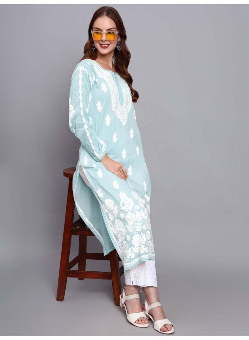 الايا كرتة قطن مطرزة يدوياً بشيكانكاري للسيدات - Image 2