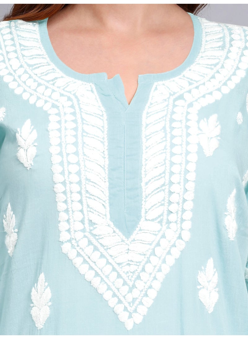 الايا كرتة قطن مطرزة يدوياً بشيكانكاري للسيدات - Image 3