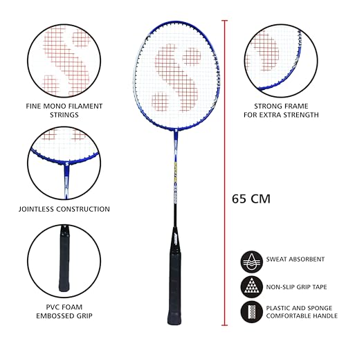 Silvers Silver's Jointless Aluminium Alloy Composite Storm Badminton Kit (2 Racquets with Full Cover, 1 Box Nylon Shuttlecock Pack of 3)(Blue/Silver) - Image 3